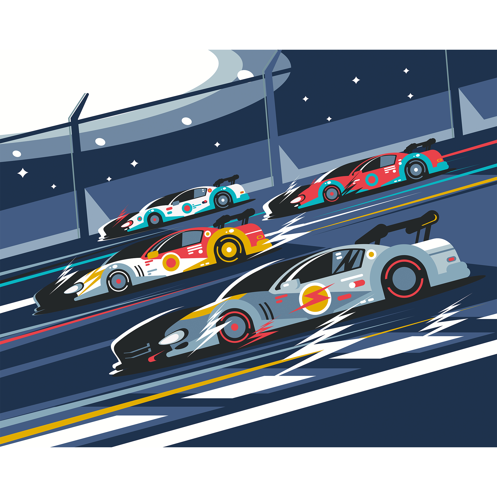 Sports Cars Navy Blue Mural (Medium) by Origin Murals