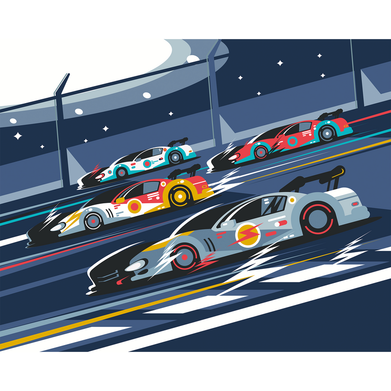 Sports Cars Navy Blue Mural (Medium) by Origin Murals