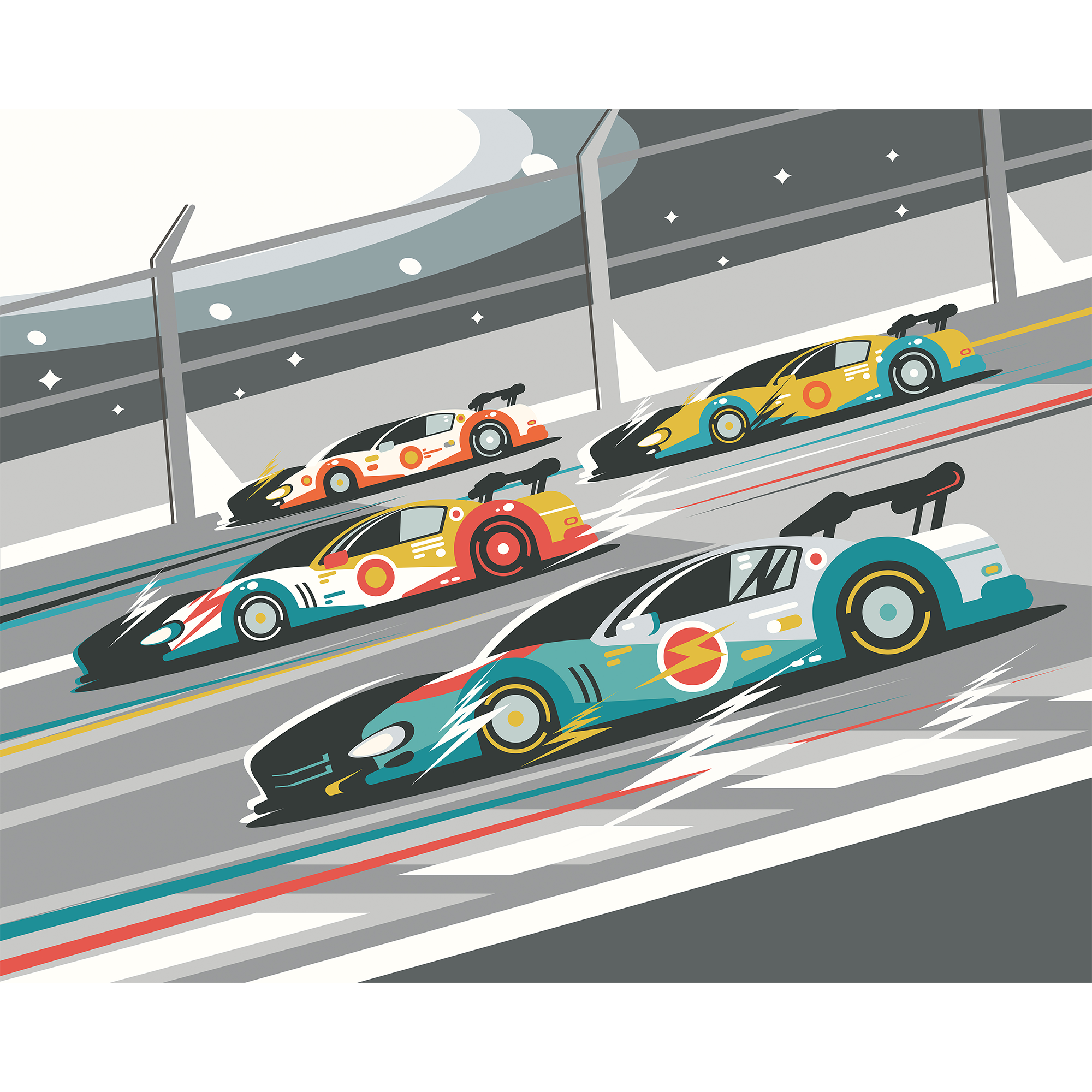 Sports Cars Grey Mural (Medium) by Origin Murals