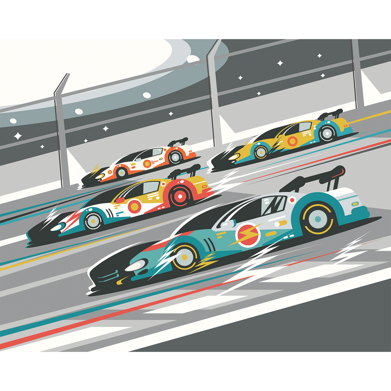 Sports Cars Grey Mural (Medium) by Origin Murals