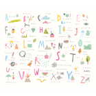 Childrens Alphabet Illustrations Multi Pink Mural (Large) by Origin Murals