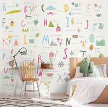 Childrens Alphabet Illustrations Multi Pink Mural (Large) by Origin Murals