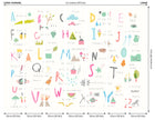 Childrens Alphabet Illustrations Multi Pink Mural (Large) by Origin Murals