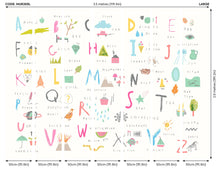 Childrens Alphabet Illustrations Multi Pink Mural (Large) by Origin Murals