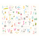 Childrens Alphabet Illustrations Multi Pink Mural (Medium) by Origin Murals