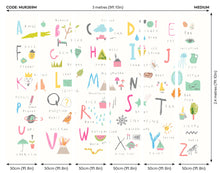 Childrens Alphabet Illustrations Multi Pink Mural (Medium) by Origin Murals
