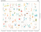 Childrens Alphabet Illustrations Multi Pastel Mural (Large) by Origin Murals