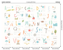 Childrens Alphabet Illustrations Multi Pastel Mural (Medium) by Origin Murals