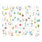 Childrens Alphabet Illustrations Multi Bright Mural (Medium) by Origin Murals