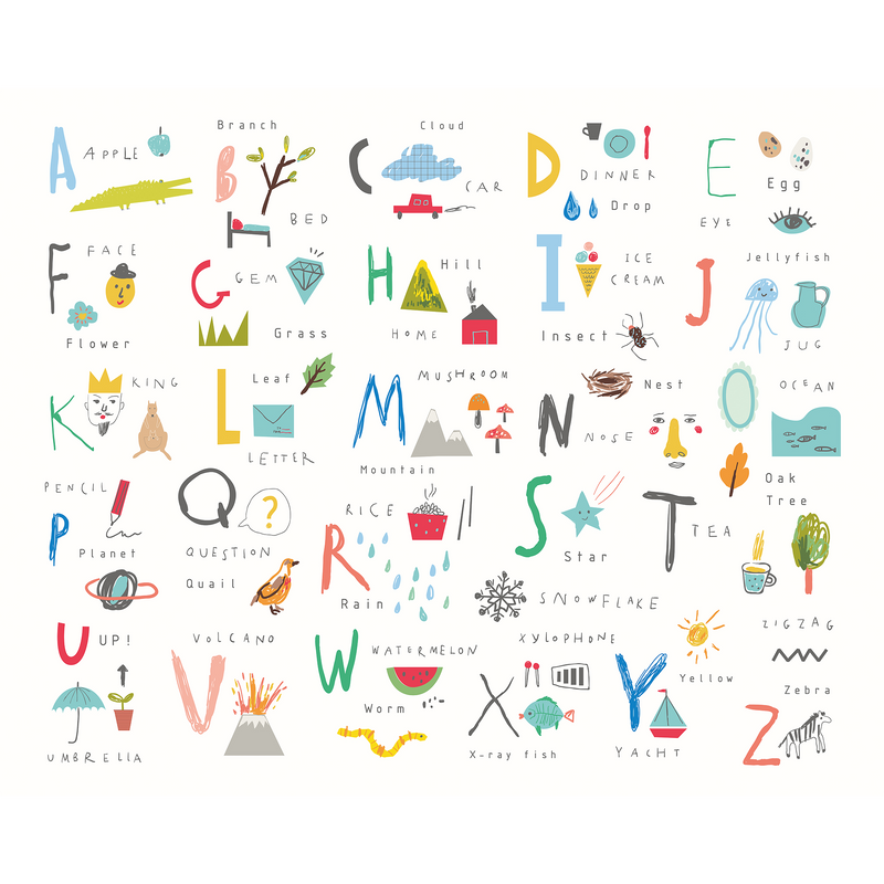 Childrens Alphabet Illustrations Multi Bright Mural (Medium) by Origin Murals