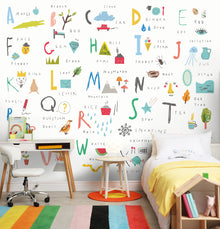 Childrens Alphabet Illustrations Multi Bright Mural (Medium) by Origin Murals