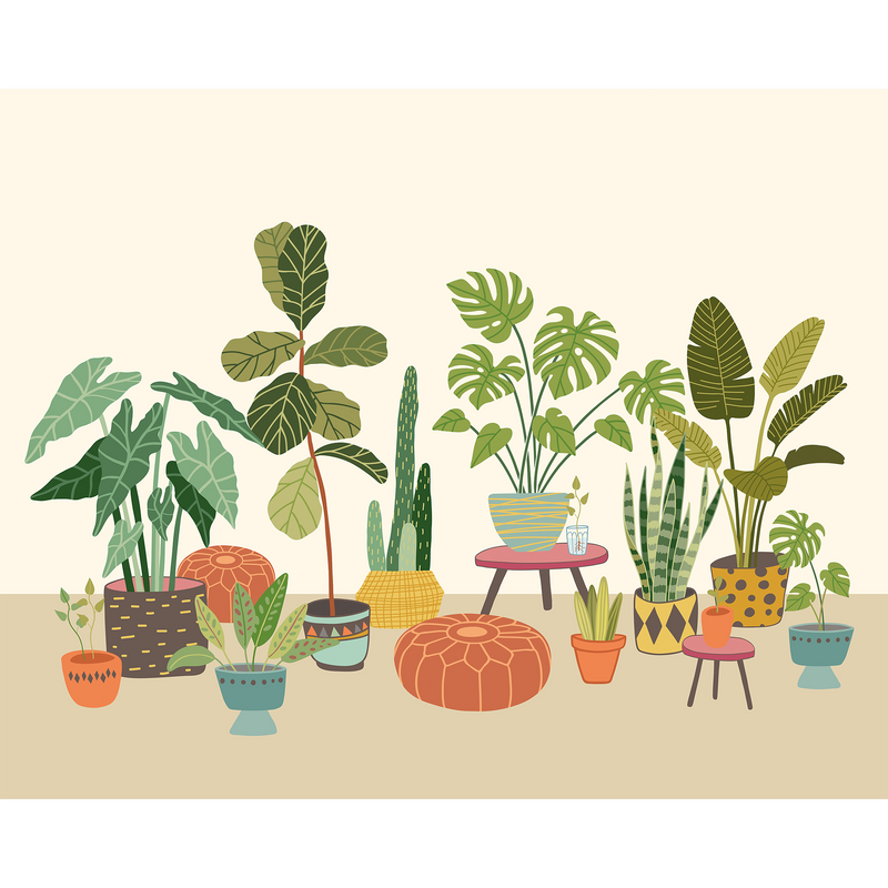 Houseplant Pots Natural Mural (Medium) by Origin Murals