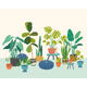 Houseplant Pots Blue Mural (Large) by Origin Murals
