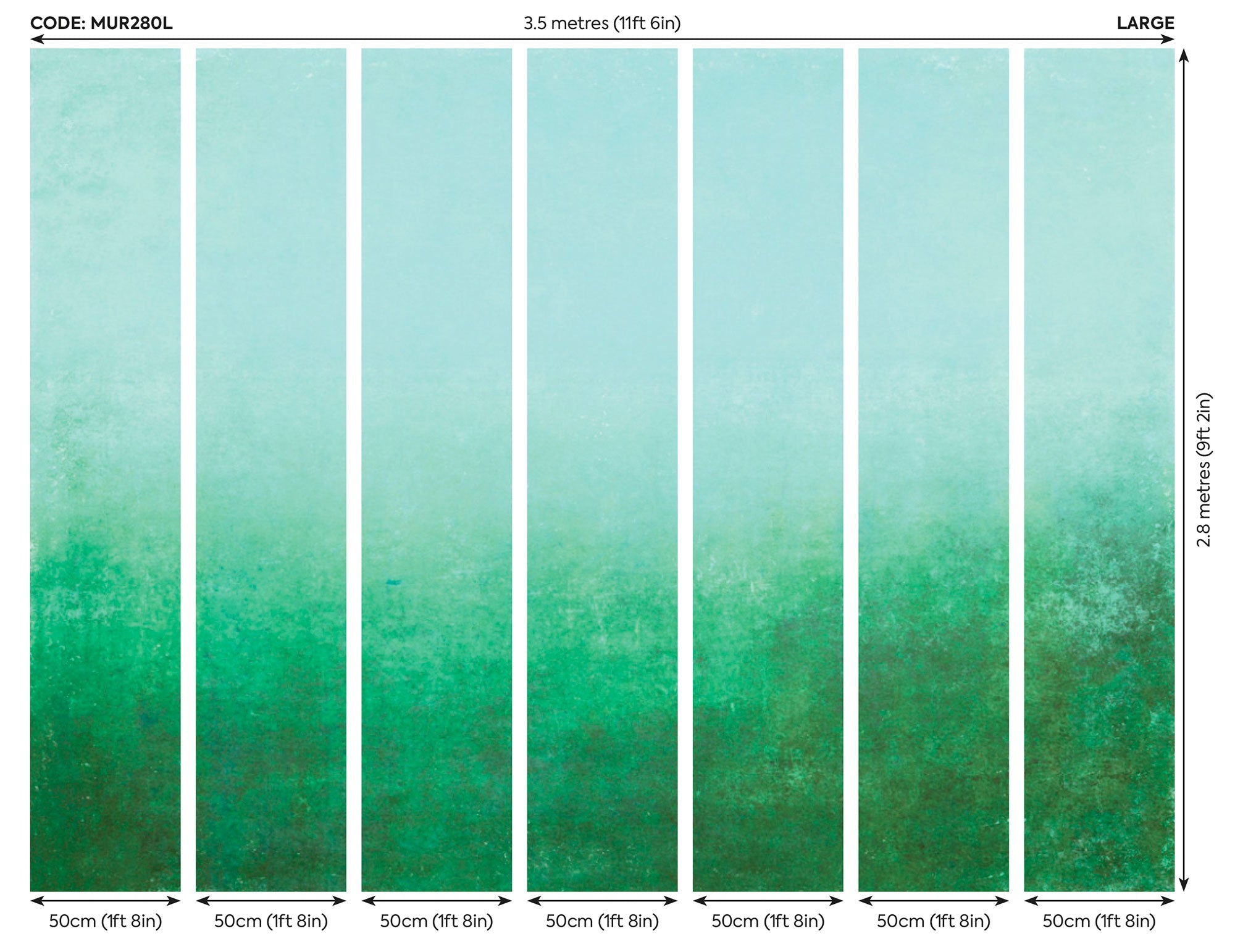 Ombre Gradient Green Mural (Large) by Origin Murals