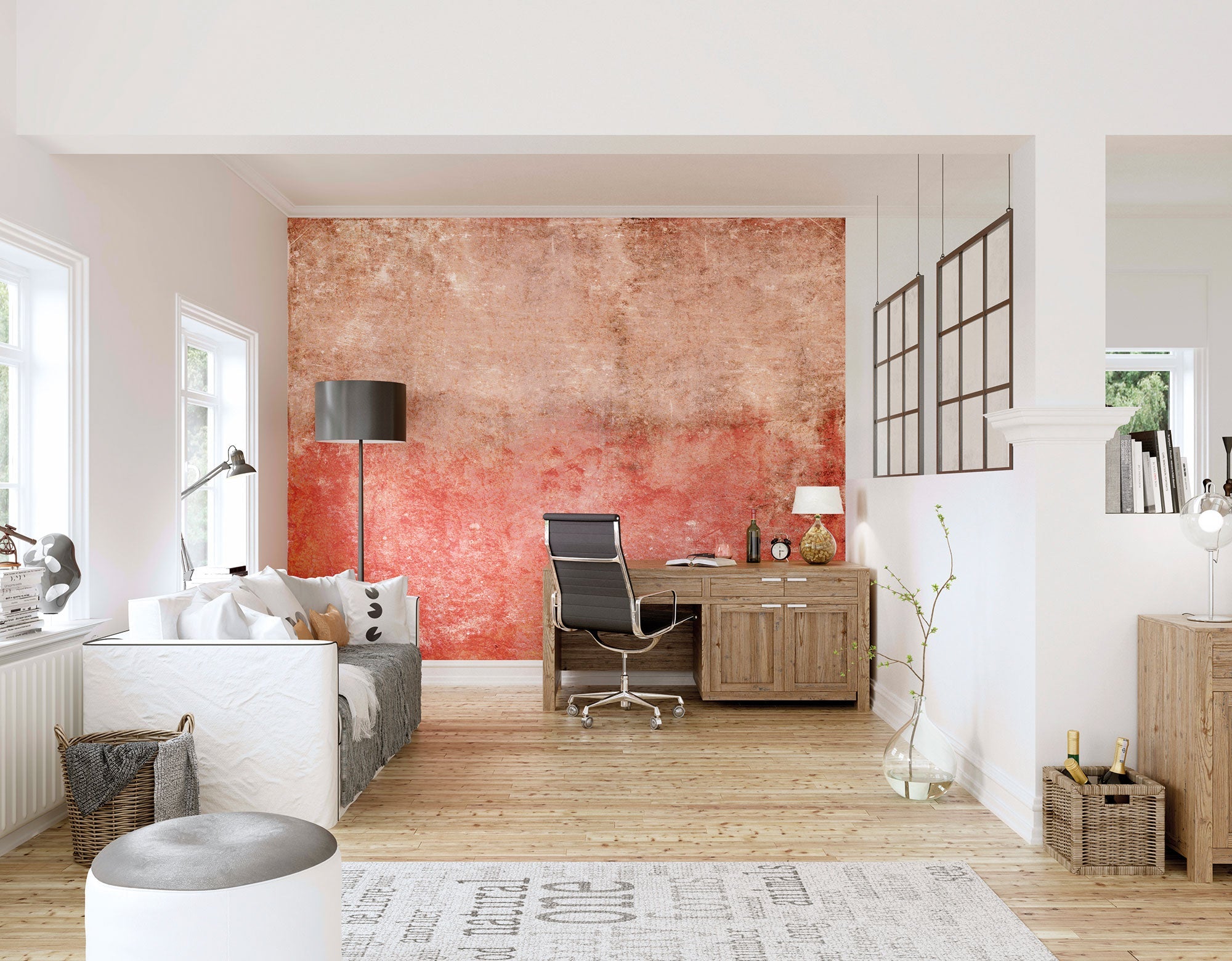 Grunge Distressed Effect Red Mural (Large) by Origin Murals