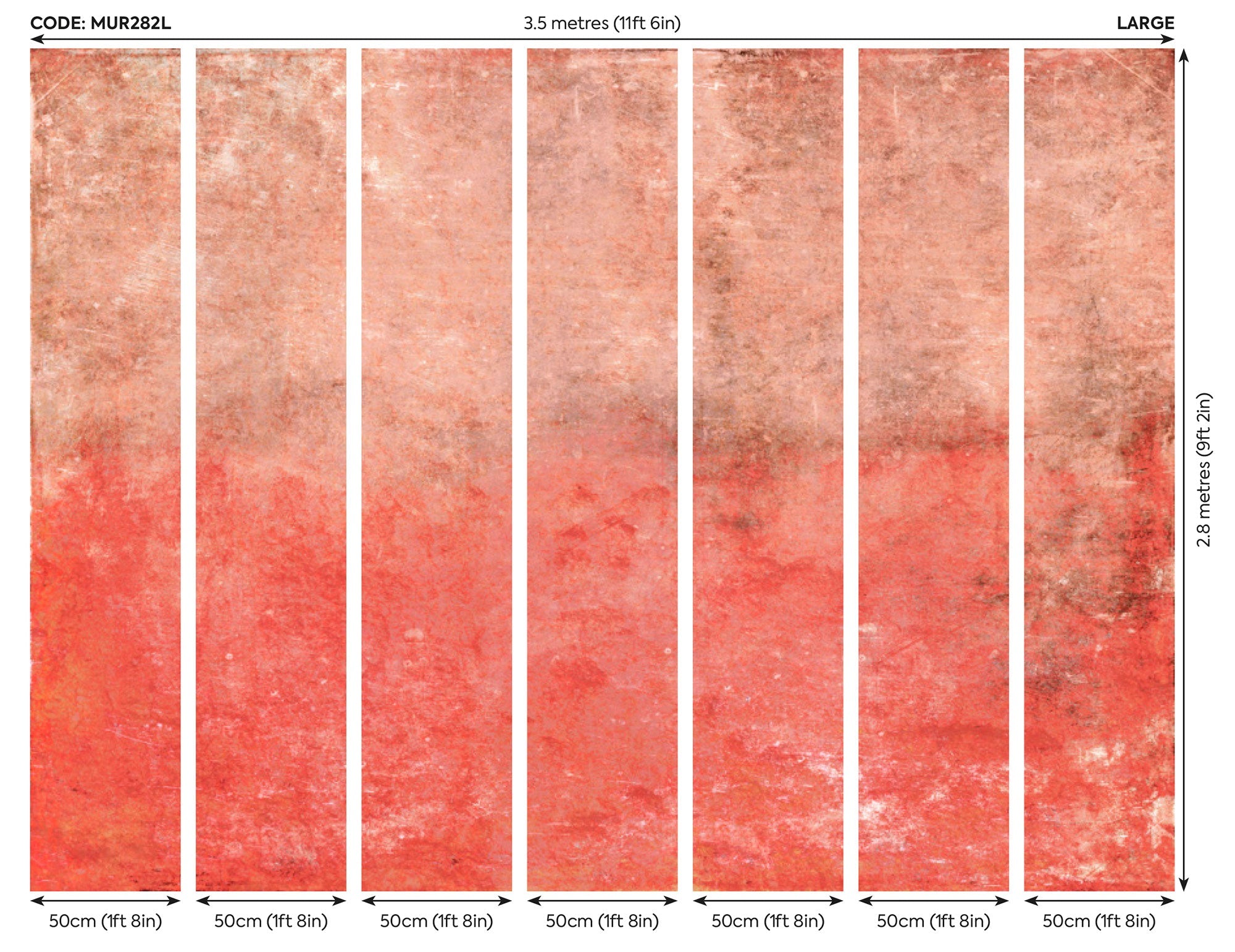 Grunge Distressed Effect Red Mural (Large) by Origin Murals