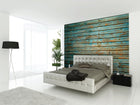 Rustic Wood Effect Blue Mural (Large) by Origin Murals