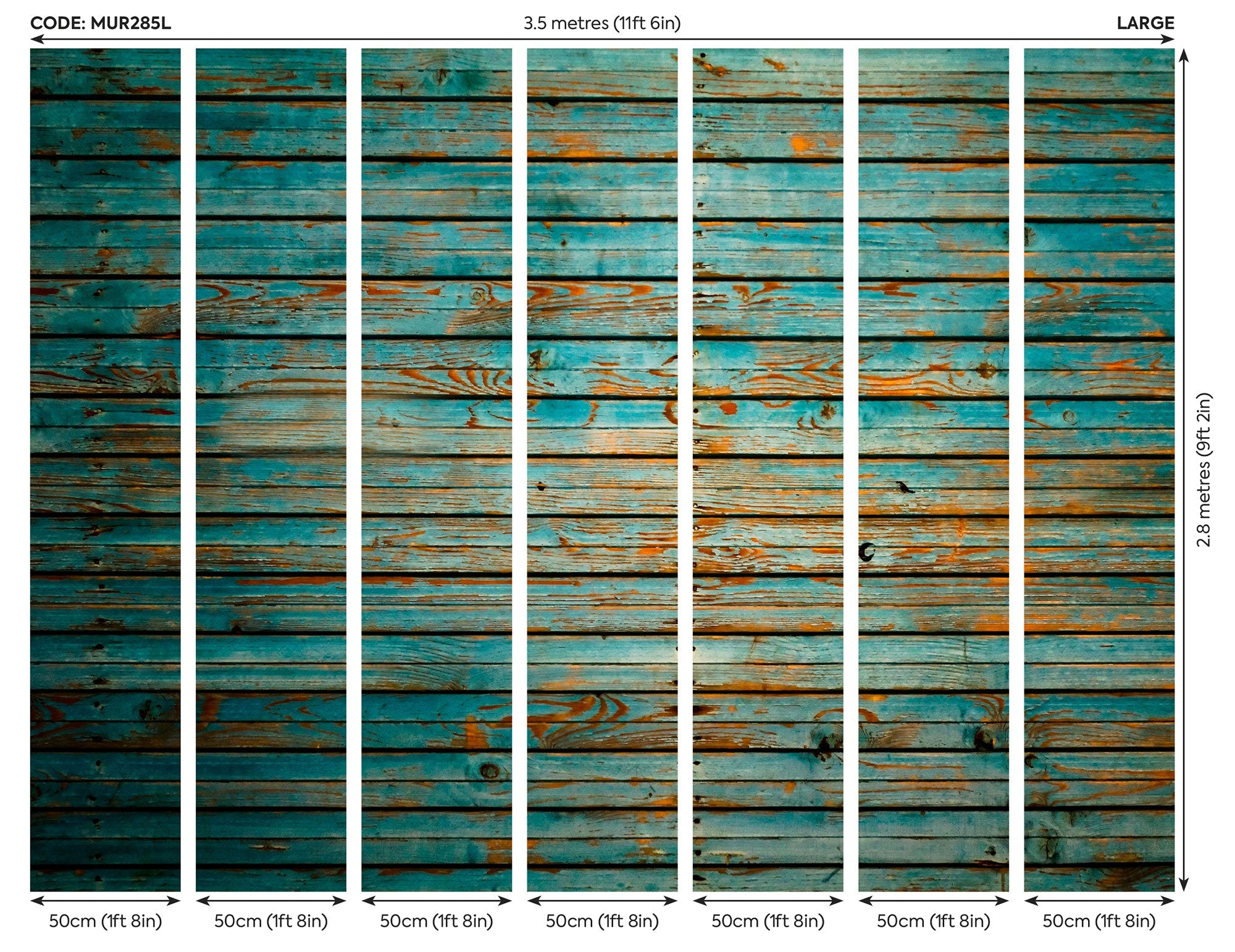 Rustic Wood Effect Blue Mural (Large) by Origin Murals
