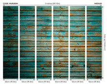 Rustic Wood Effect Blue Mural (Medium) by Origin Murals