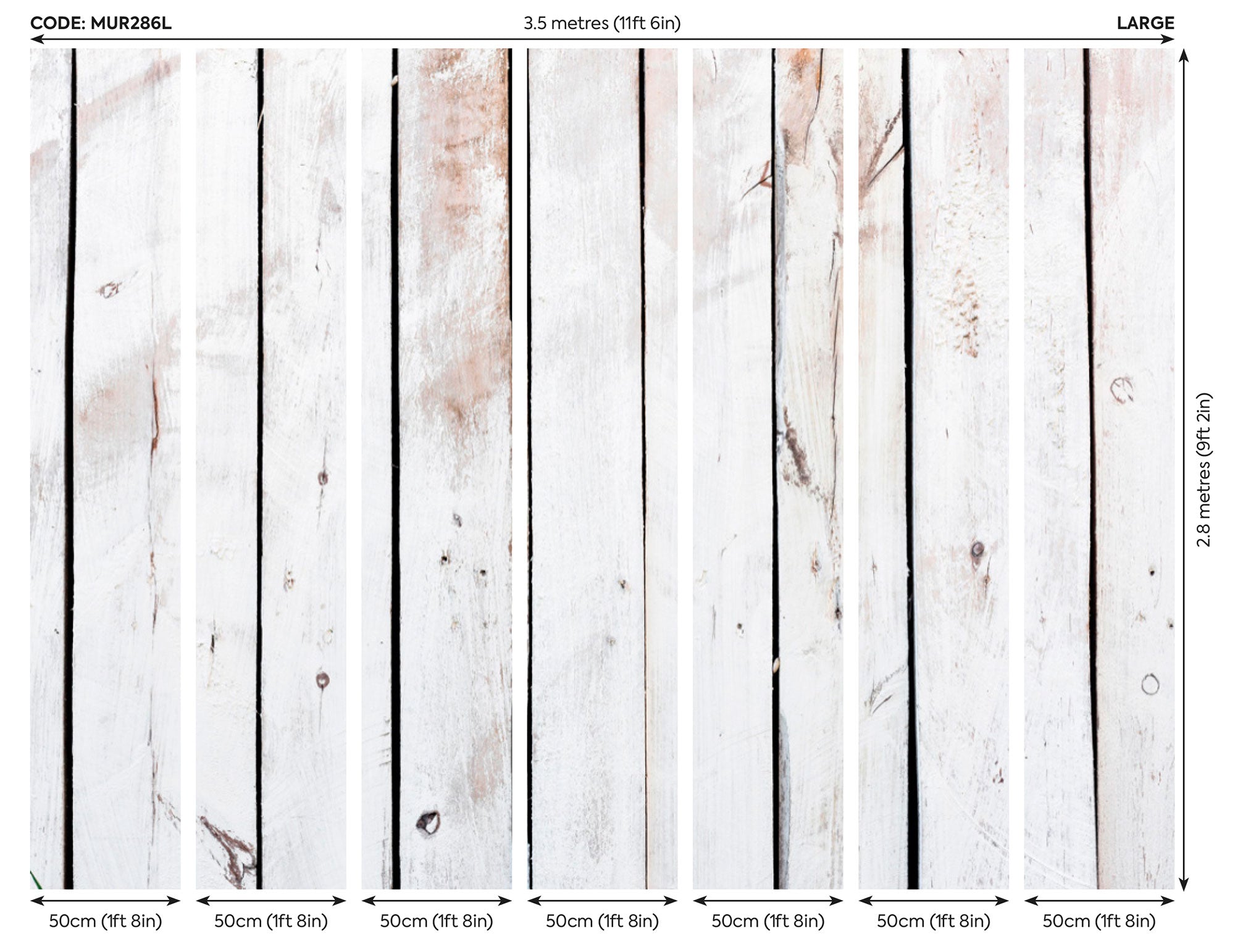 Vintage Wood Effect White Mural (Large) by Origin Murals