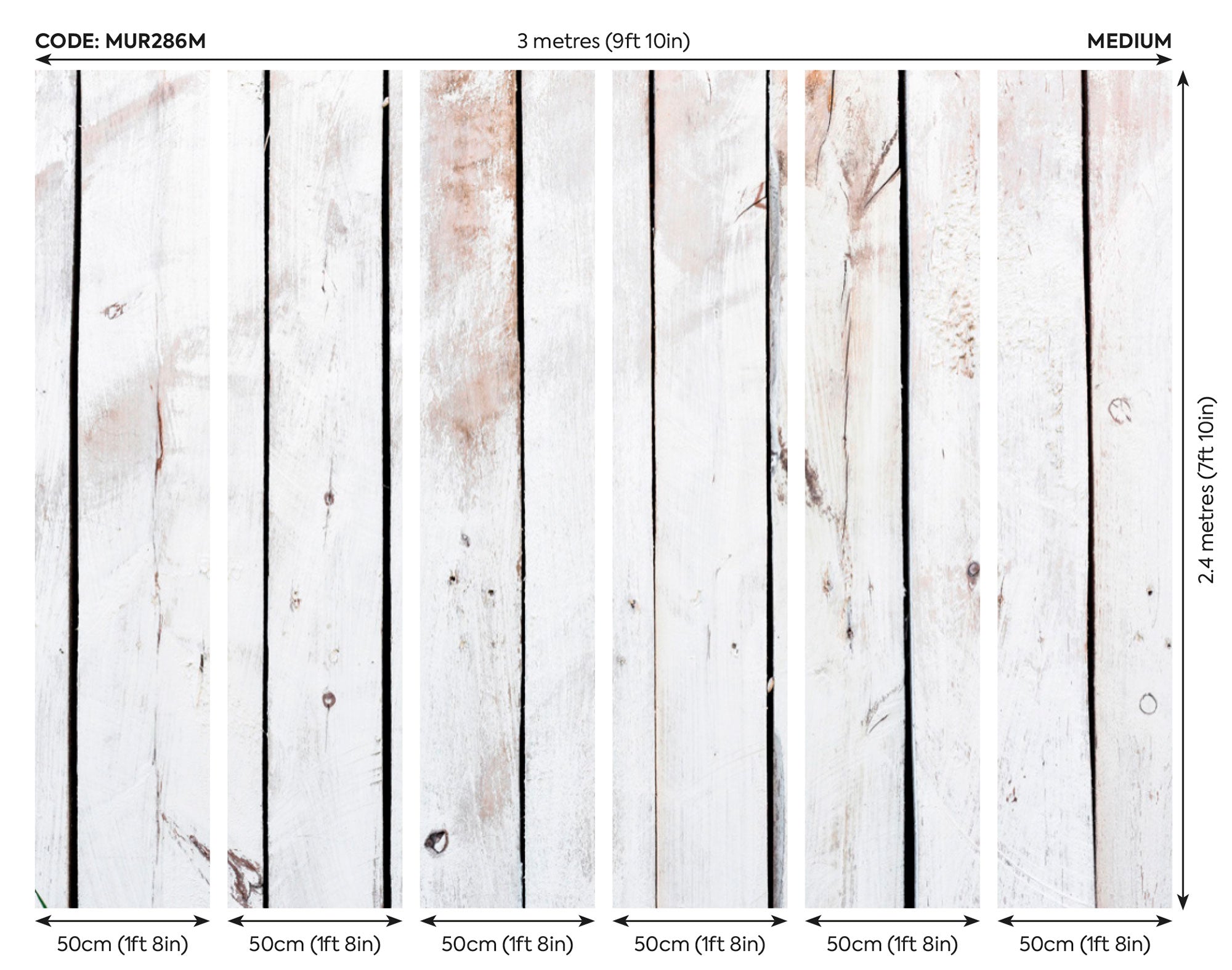 Vintage Wood Effect White Mural (Medium) by Origin Murals