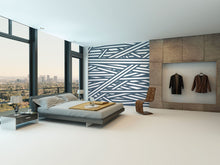 Striped Criss Cross Pattern Blue Mural (Large) by Origin Murals
