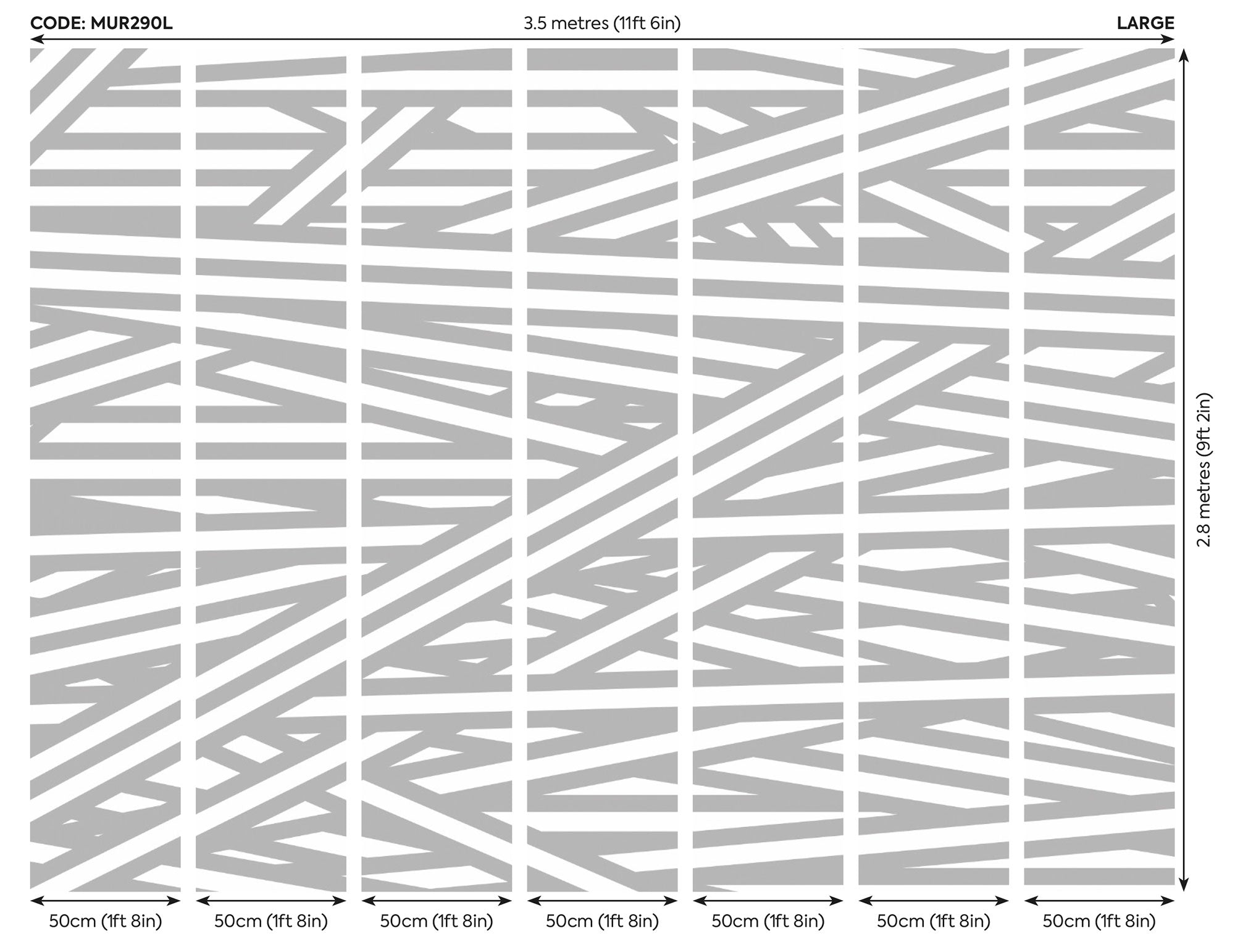 Striped Criss Cross Pattern Grey Mural (Large) by Origin Murals