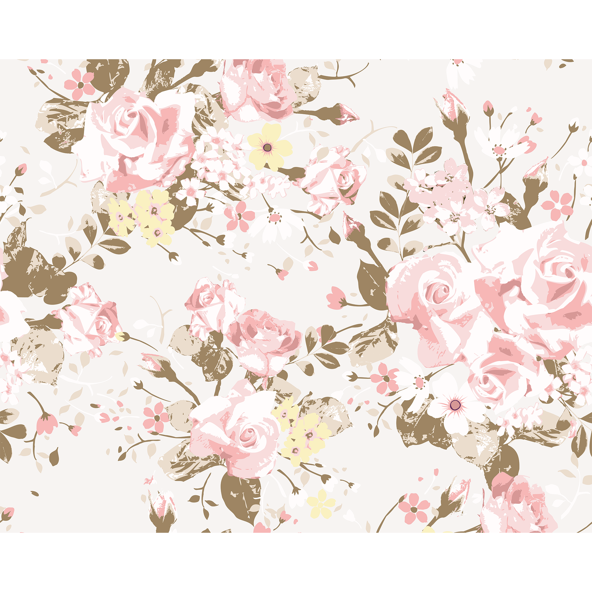 Vintage Rose Pattern Pink Mural (Large) by Origin Murals