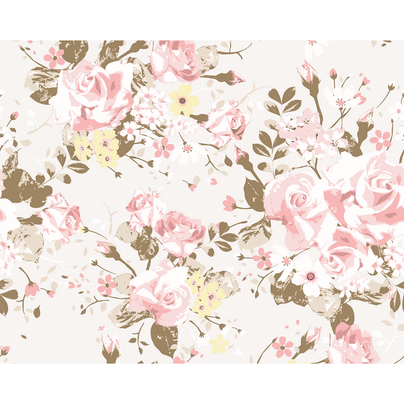 Vintage Rose Pattern Pink Mural (Large) by Origin Murals