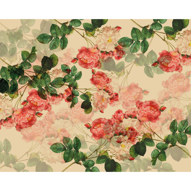 Classic Rose Design Natural Mural (Large) by Origin Murals