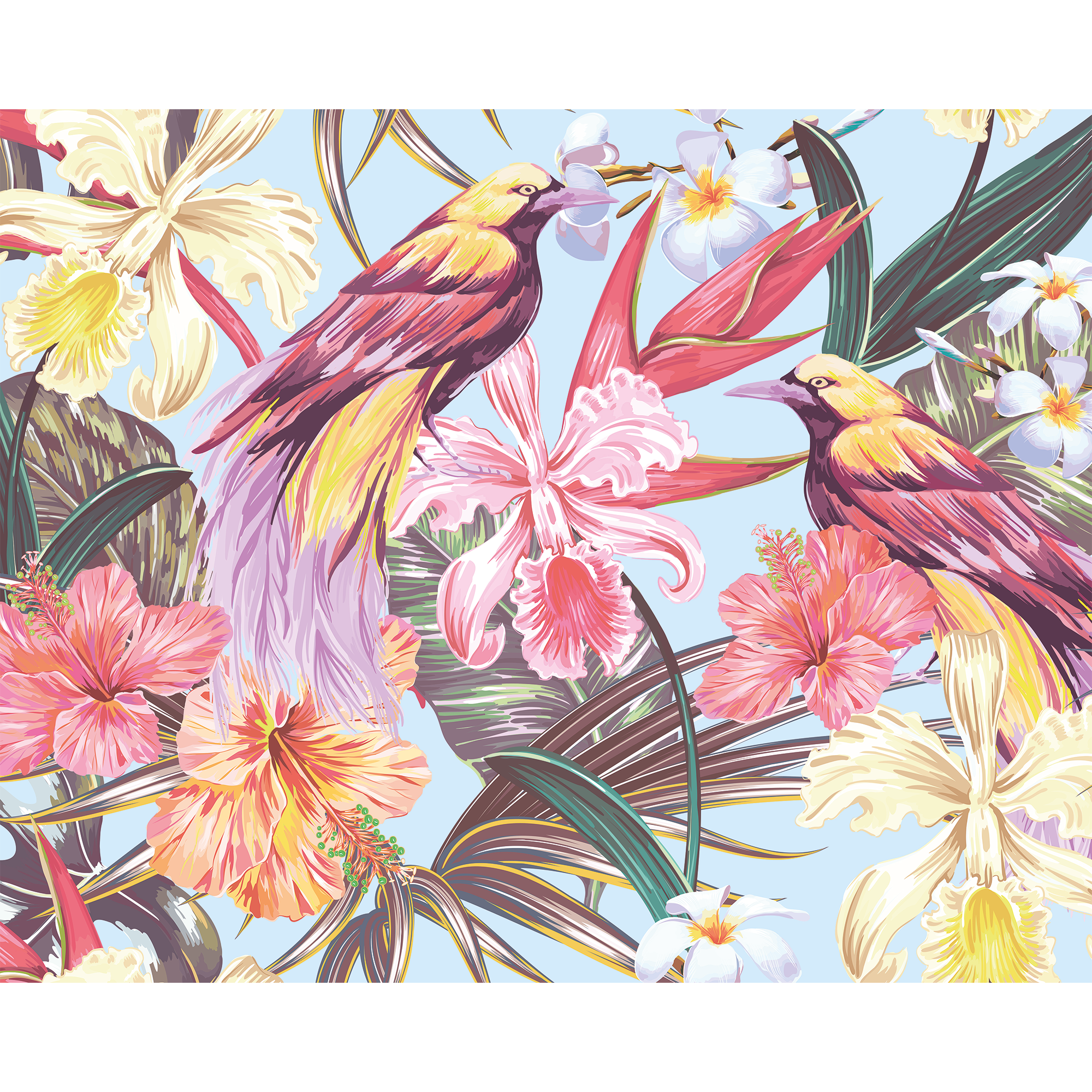 Birds And Flowers Multi Mural (Large) by Origin Murals