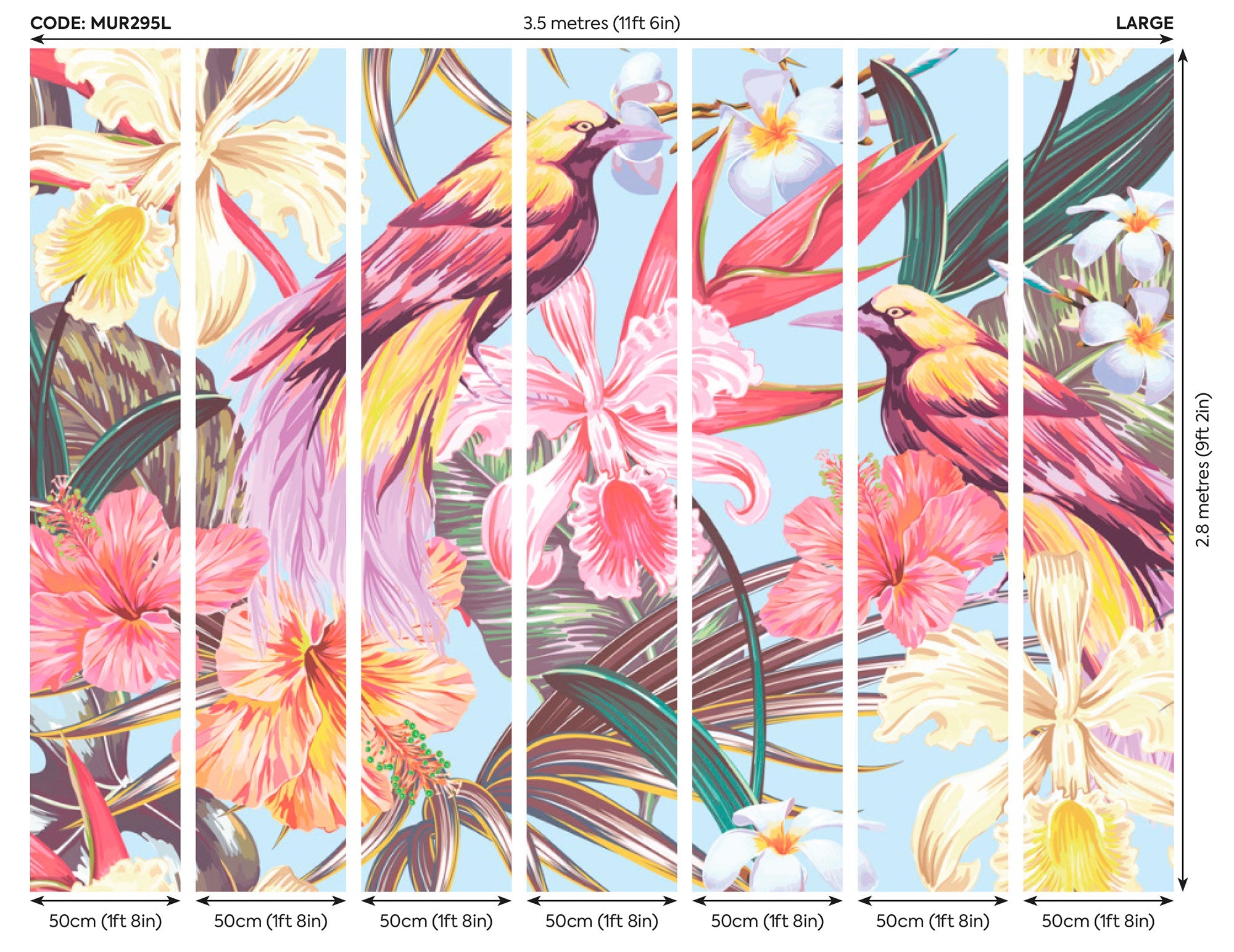 Birds And Flowers Multi Mural (Large) by Origin Murals