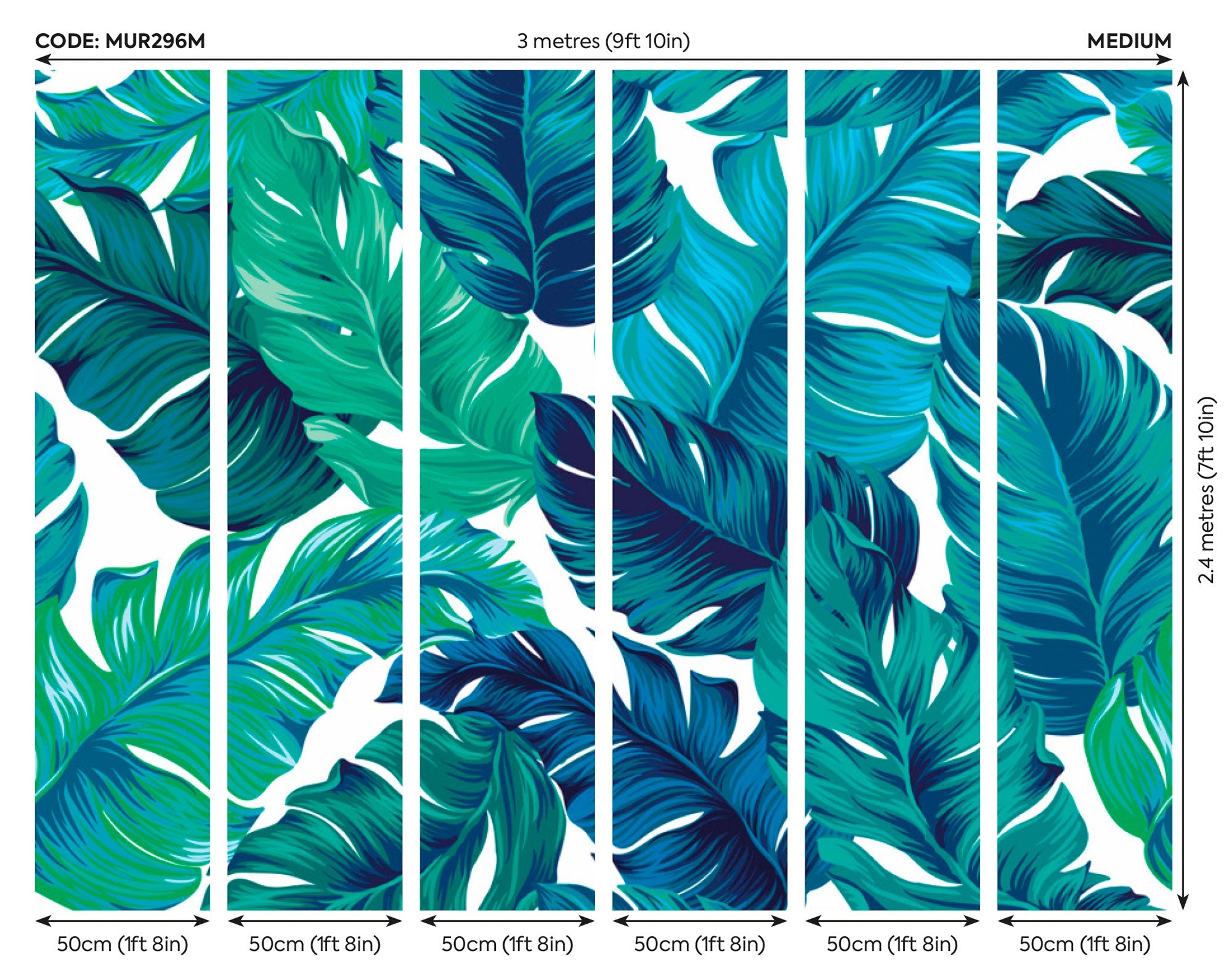 Bold Tropical Leaves Green Mural (Medium) by Origin Murals
