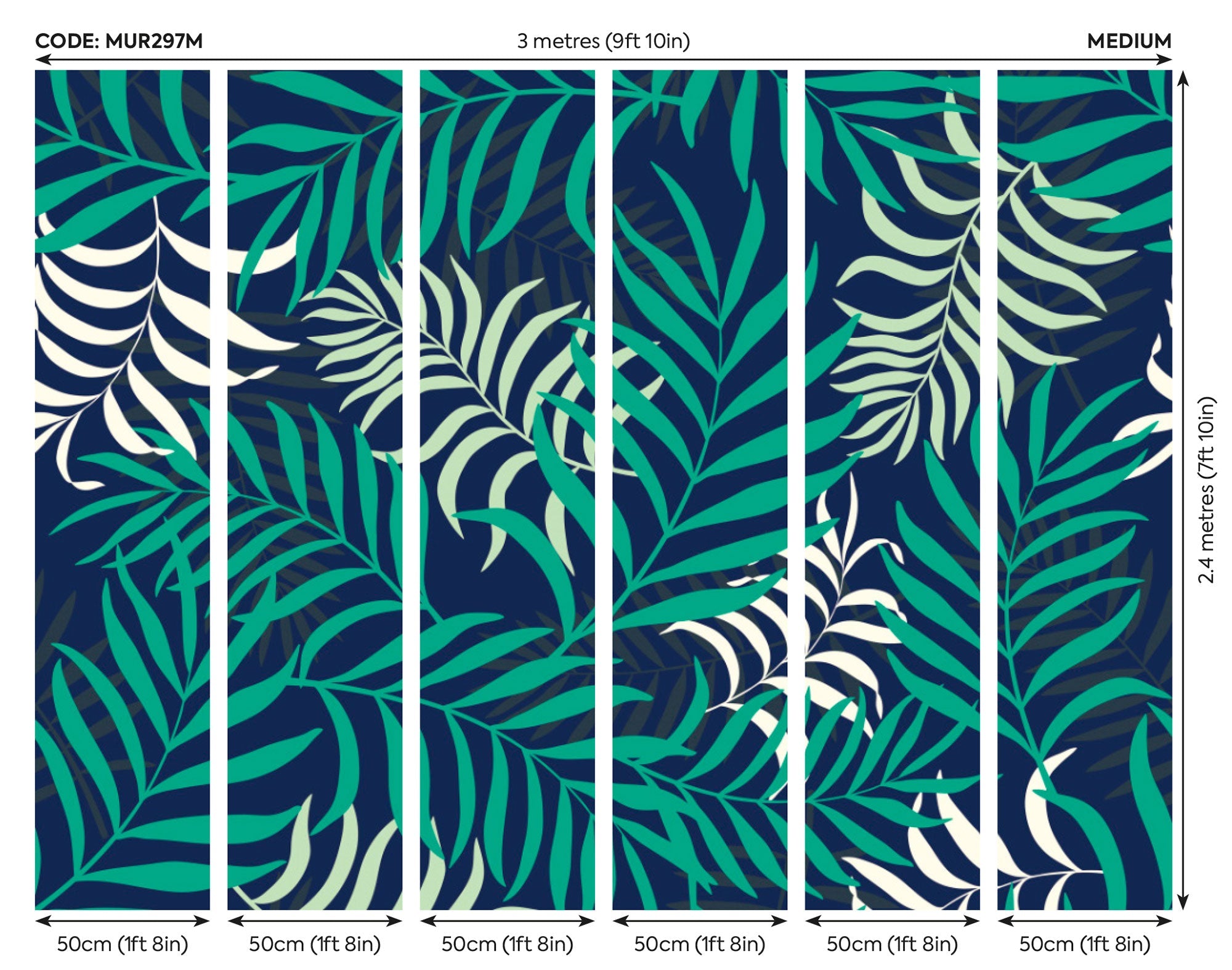Exotic Jungle Leaves Green Mural (Medium) by Origin Murals