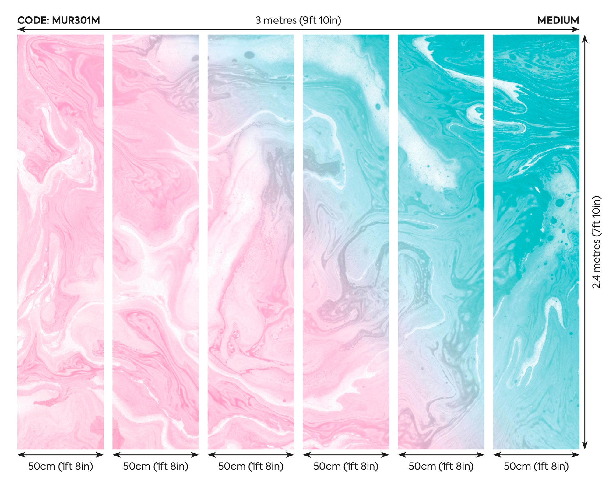 Flowing Marble Pink Mural (Medium) by Origin Murals