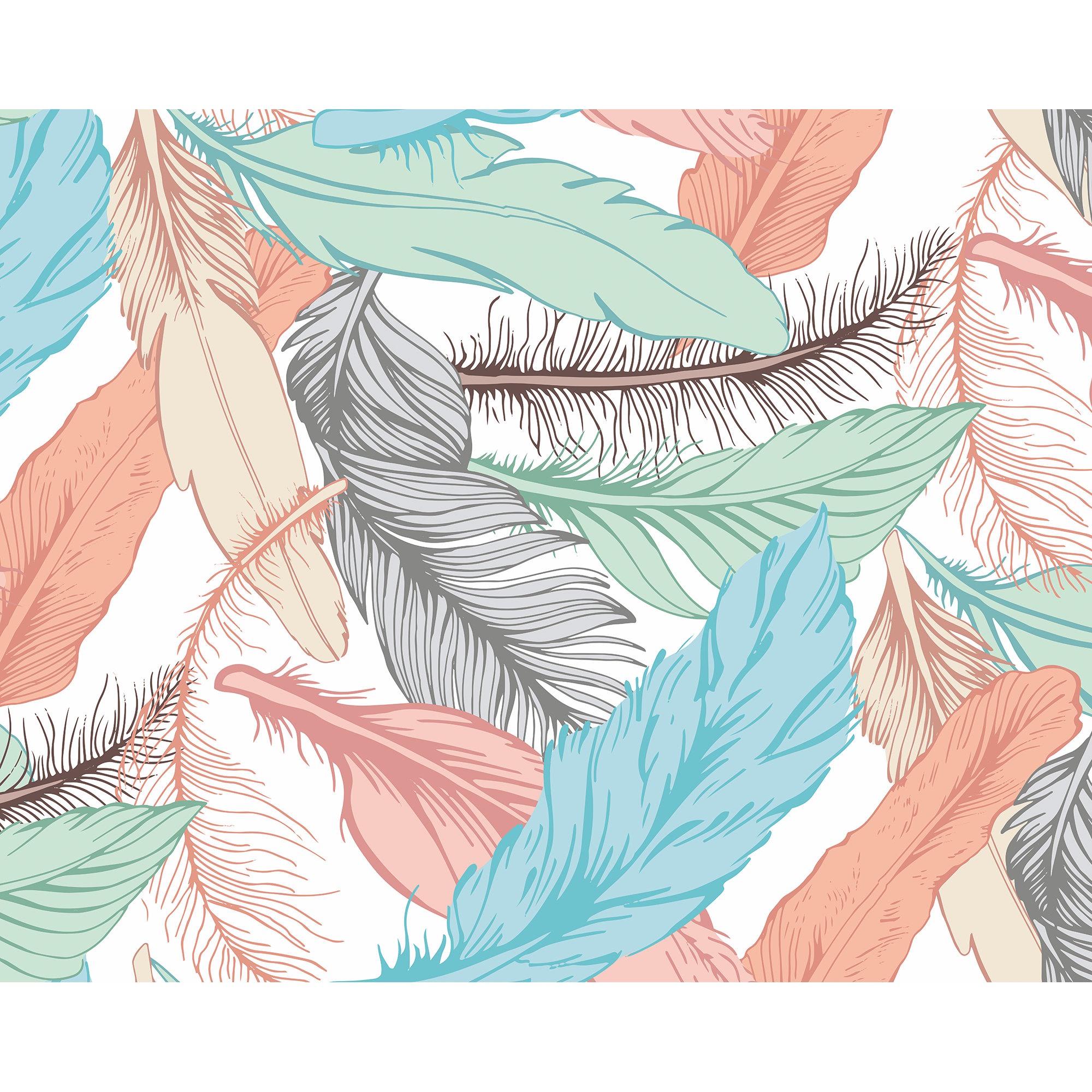Oversized Feathers Multi Mural (Large) by Origin Murals