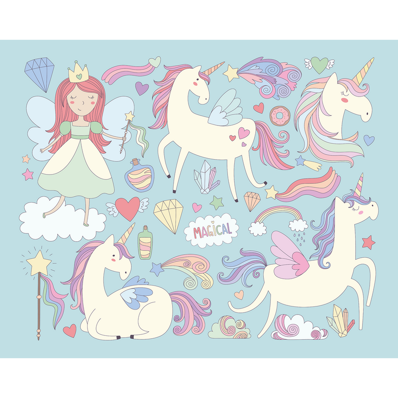 Princess Unicorn Blue Mural (Large) by Origin Murals