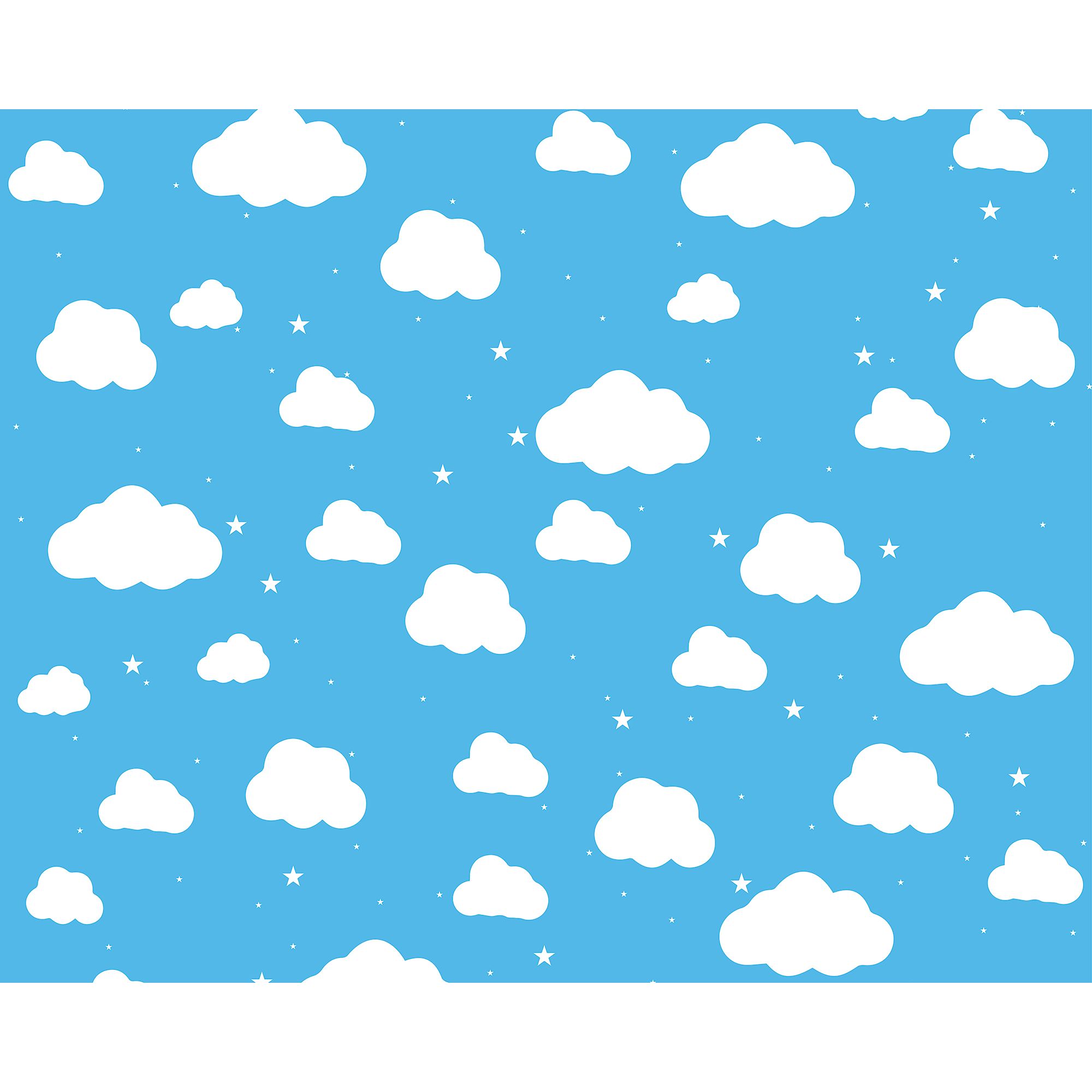Cartoon Cloudy Sky Blue Mural (Large) by Origin Murals