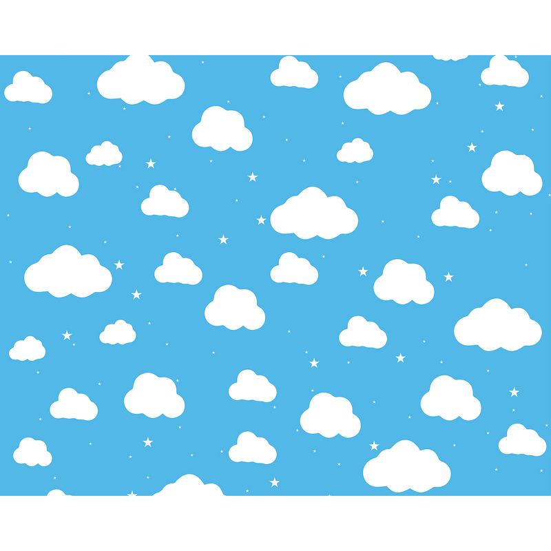 Cartoon Cloudy Sky Blue Mural (Medium) by Origin Murals