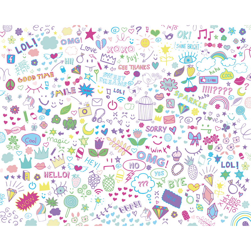 Social Doodle Text Purple Mural (Medium) by Origin Murals