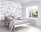 Social Doodle Text Purple Mural (Medium) by Origin Murals