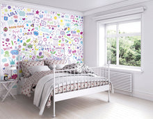 Social Doodle Text Purple Mural (Medium) by Origin Murals