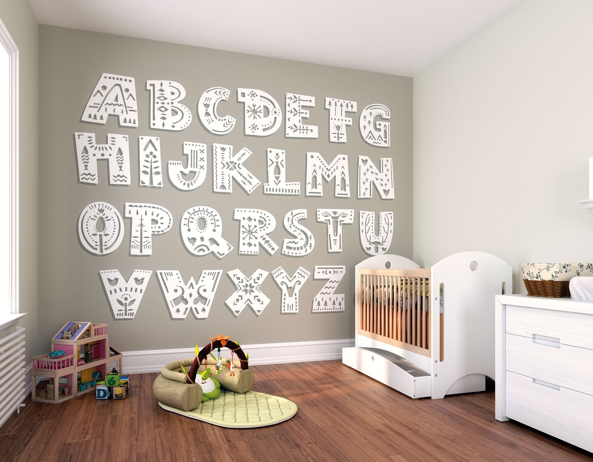 Alphabet Patterns Multi Mural (Large) by Origin Murals