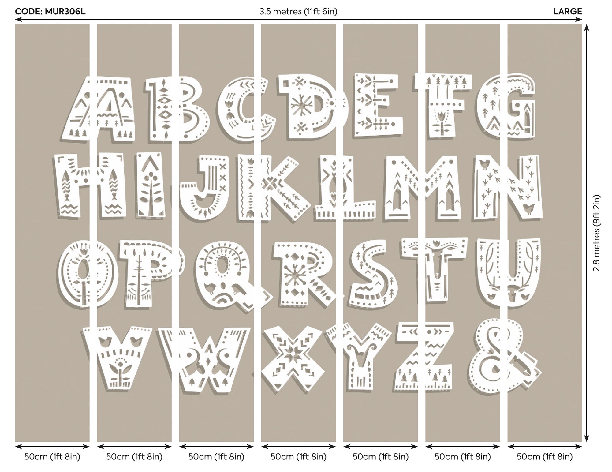 Alphabet Patterns Multi Mural (Large) by Origin Murals