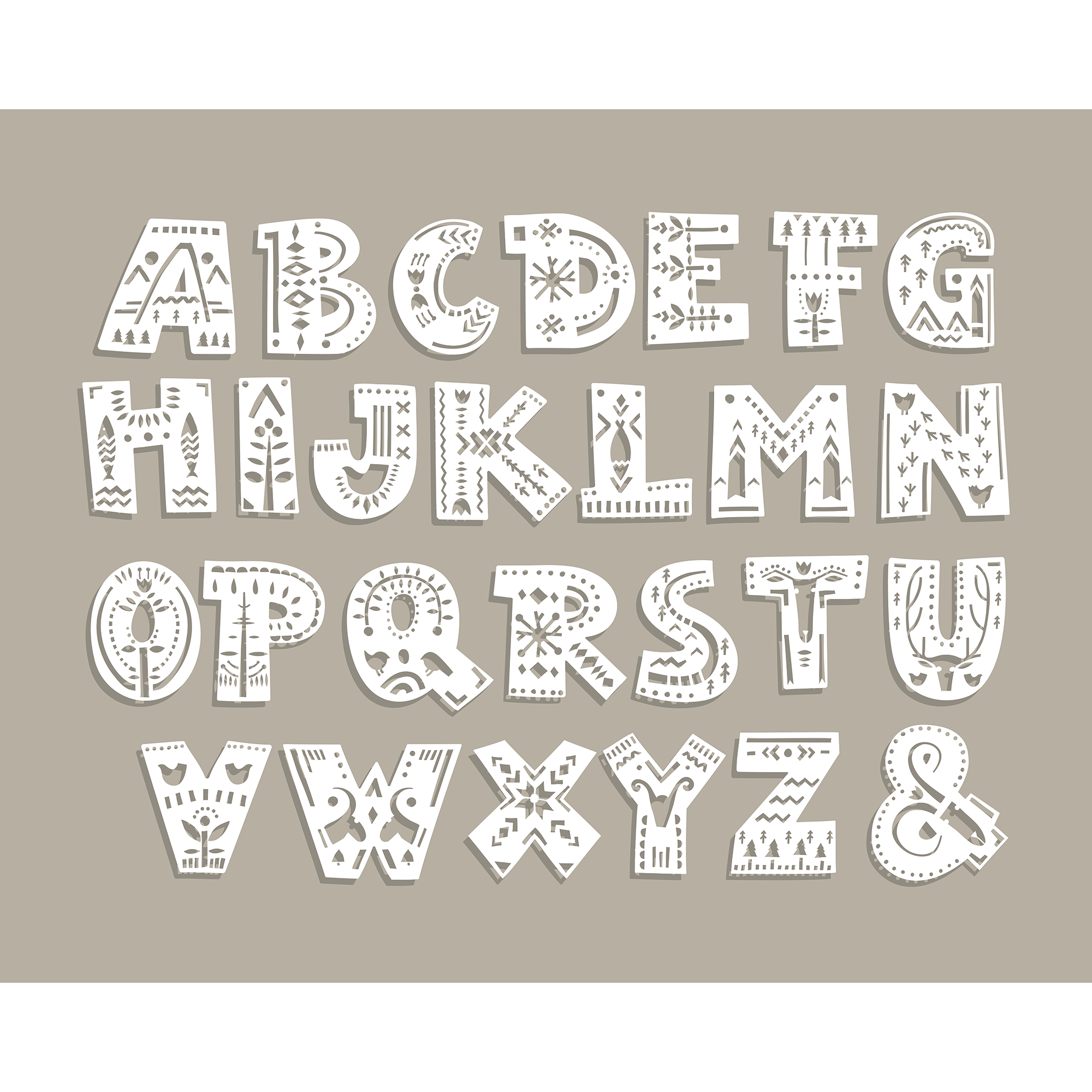 Alphabet Patterns Multi Mural (Medium) by Origin Murals