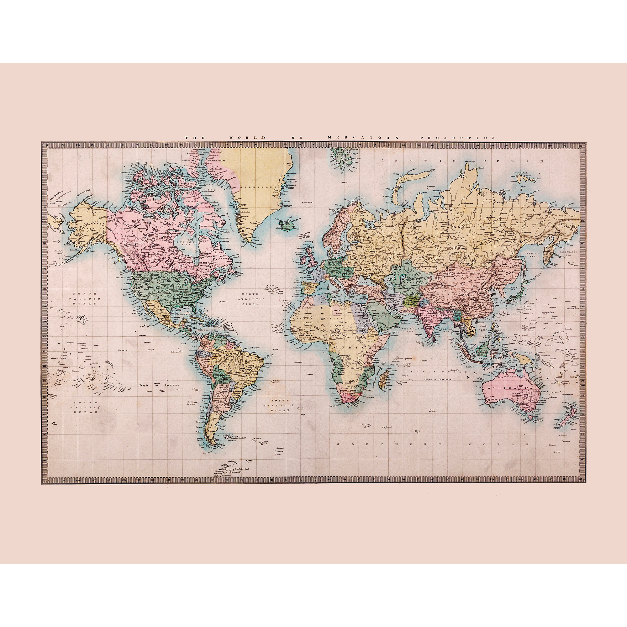 Historic World Map Natural Mural (Large) by Origin Murals