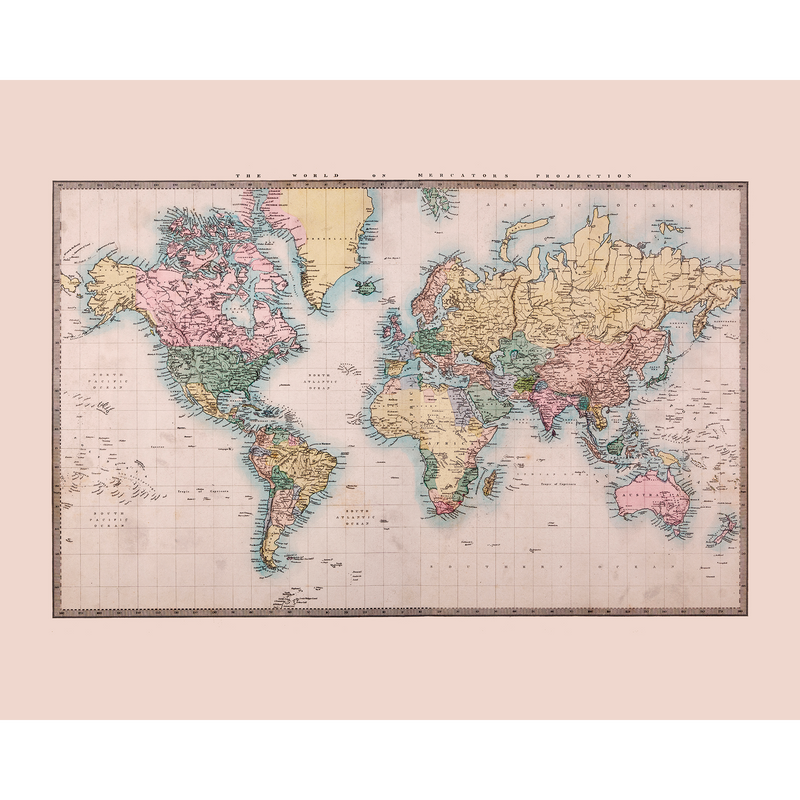 Historic World Map Natural Mural (Medium) by Origin Murals