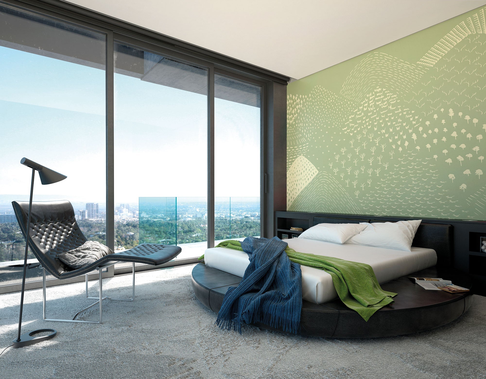 Abstract Fields Green Mural (Large) by Origin Murals