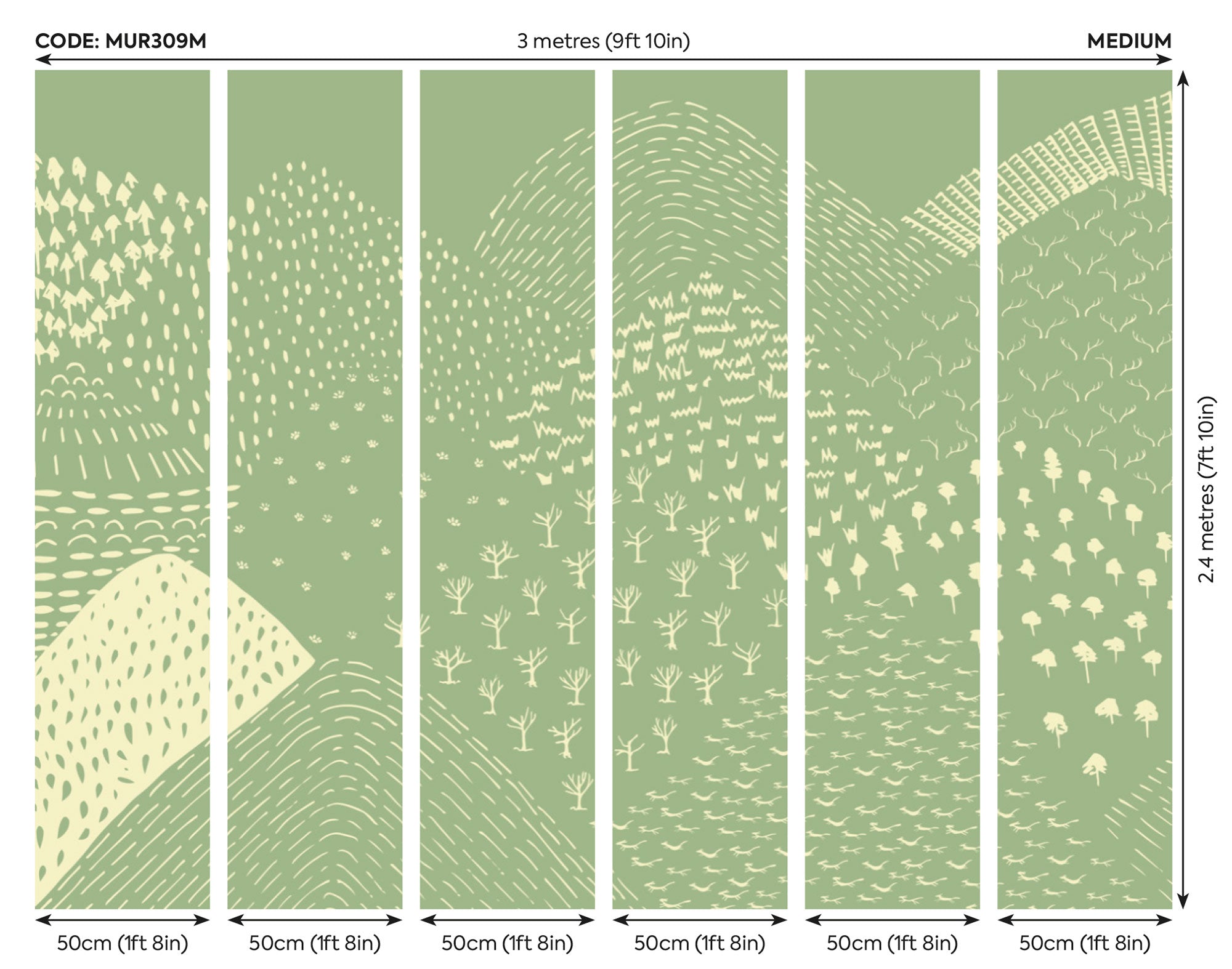 Abstract Fields Green Mural (Medium) by Origin Murals