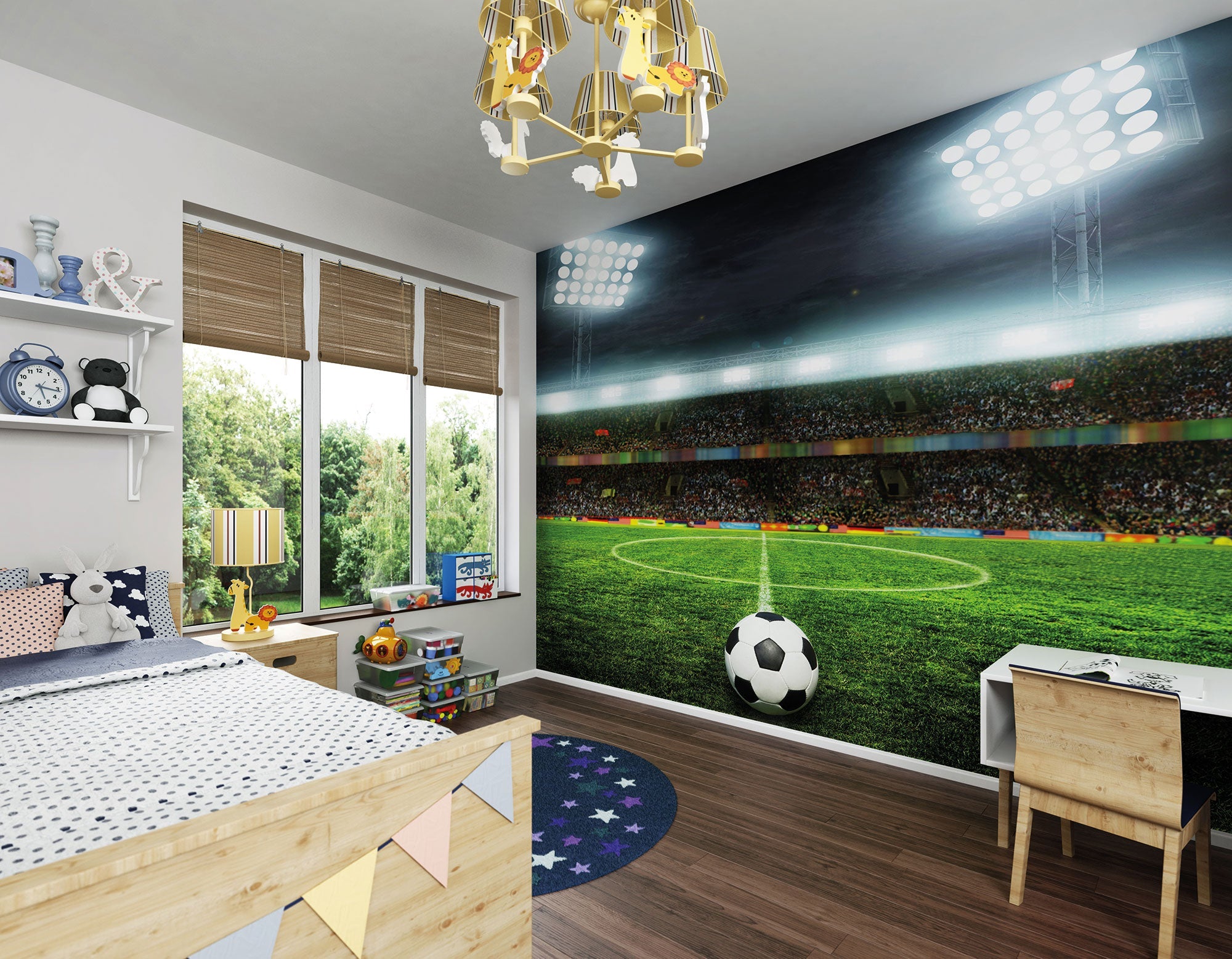 Football Stadium Green Mural (Large) by Origin Murals